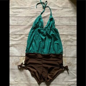 Green and brown one piece